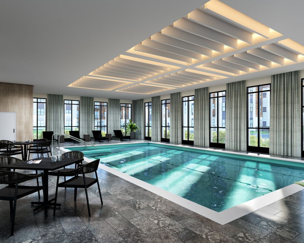 Rendering of indoor pool at Slate 55+ Apartments in Des Moines
